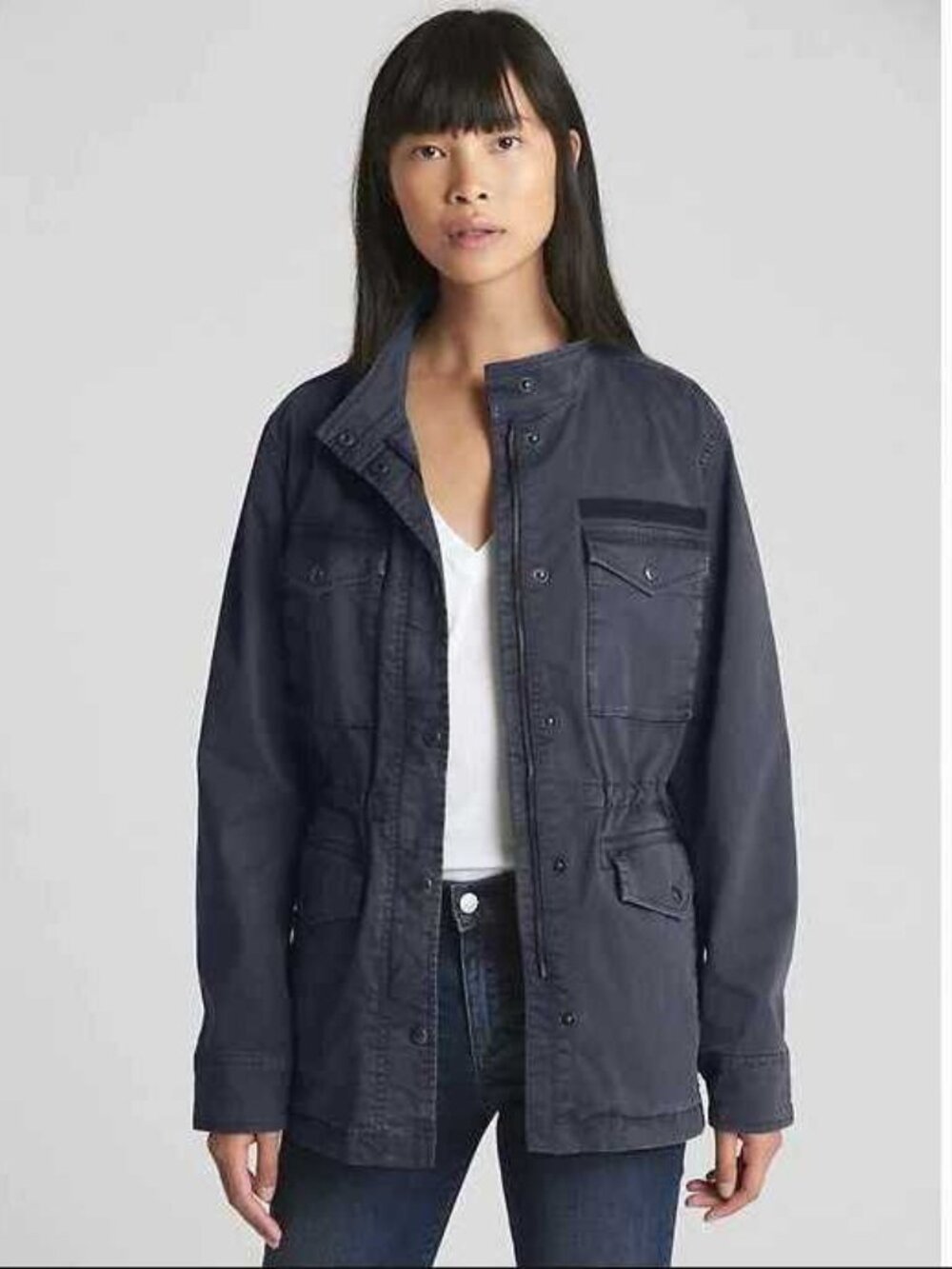 New M Gap military shirt utility jacket in Dark Night navy